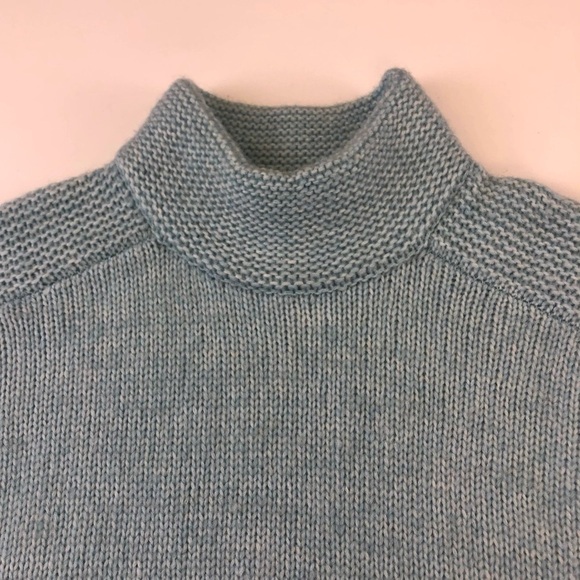 Nanette Lepore turtleneck sweater blue nylon wool yak blend drop shoulder Medium - Picture 4 of 10